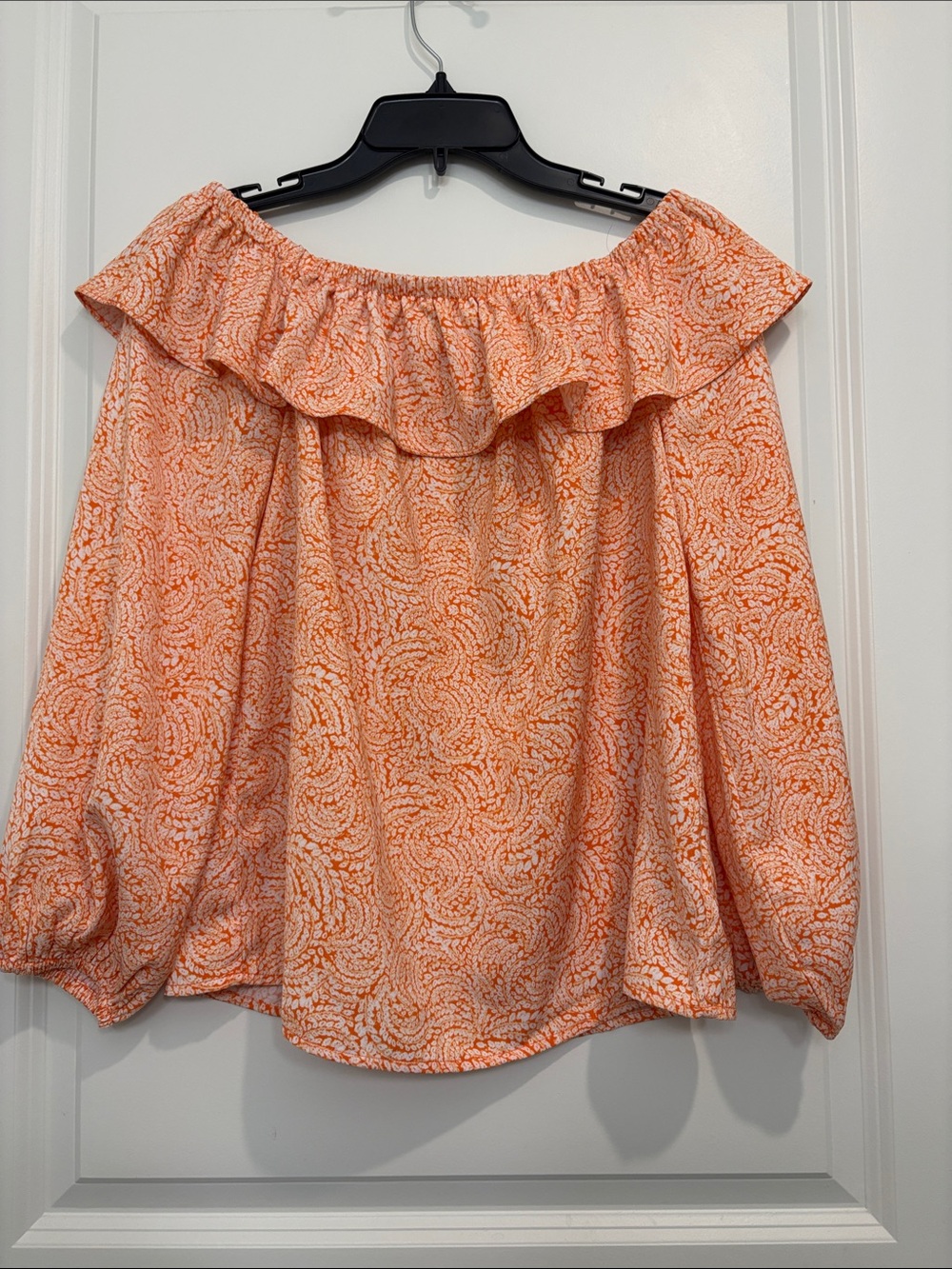 MICHAEL Michael Kors Orange pattern-Print Off-Shoulder Ruffle Blouse